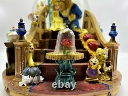 1991 Beauty and The Beast lighted Musical Snow Globe The Enchanted Love