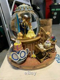 1991 Disney Beauty and The Beast Musical Snow Globe Light Up Fireplace Works