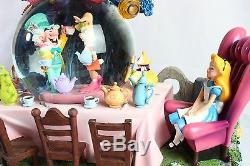 ALICE IN WONDERLAND Unbirthday Tea Party Disney Musical Snow Globe Motion &Light