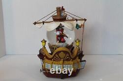 Captain Hook with Peter Pan Pirate Ship Music Box Snow Globe Rare