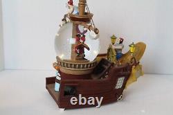 Captain Hook with Peter Pan Pirate Ship Music Box Snow Globe Rare
