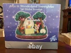 DISNEY Alice in Wonderland Tea Party Rotating Snow Globe Music Box Figure NIB