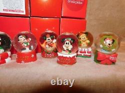 DISNEY MICKEY MOUSE JC PENNEY SNOW GLOBES LOT OF 10 WithBOXES 2002 THRU 2011