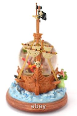 DISNEY PETER PAN YOU CAN FLY Pirate Ship Snow Globe Music Hook Wendy Crocodile