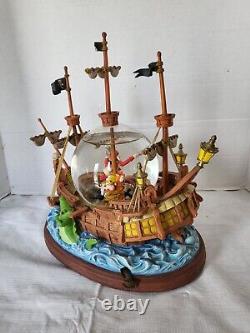 DISNEY Peter Pan Captain Hook Pirate Ship YOU CAN FLY Musical Snow Globe