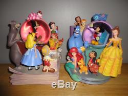 DISNEY THROUGH THE YEARS VOL. 1 & 2 Book Ends Musical SNOWGLOBE with Box