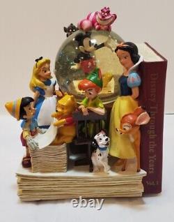 DISNEY THROUGH THE YEARS VOLUME 1 & 2 SNOW GLOBES BOOKENDS With MUSIC (2 pc Set)