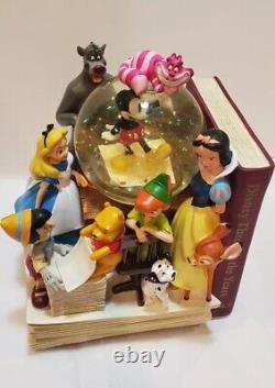 DISNEY THROUGH THE YEARS VOLUME 1 & 2 SNOW GLOBES BOOKENDS With MUSIC (2 pc Set)