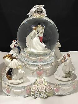 Disney 2007 Princess Wedding Music Animated Snow Globe Cinderella Ariel Belle