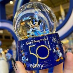 Disney 50th Anniversary Magic Kingdom Cinderella Castle Set Of 2 Snow Globes New