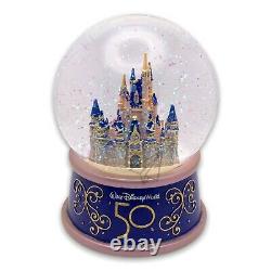Disney 50th Anniversary Magic Kingdom Cinderella Castle Set Of 2 Snow Globes New