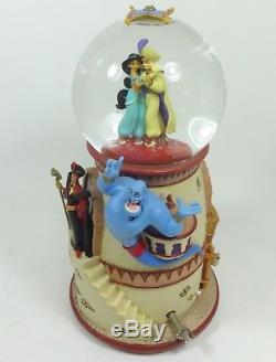 Disney ALADDIN Pedestal Snow Globe Moving Music Box (A Whole New World) Rare