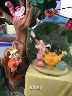 Disney Alice In Wonderland MUSICAL Snow Globe Mad Hatter's Tea Party Unbirthday