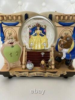 Disney Beauty And The Beast Snow Globe Music Box 1991 Rare