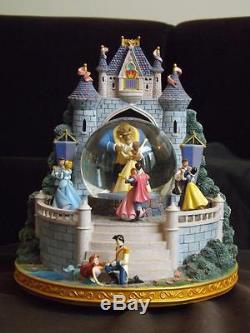 Disney Beauty & The Beast Musical Dancing Snowglobe Castle Snow White Cinderella