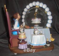 Disney Beauty and the Beast Be our Guest Belle with plates snowglobe rare