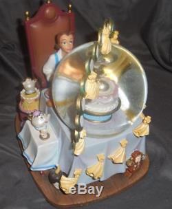 Disney Beauty and the Beast Be our Guest Belle with plates snowglobe rare