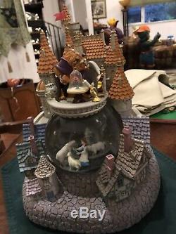Disney Beauty and the Beast Castle Snow Globe Lights Music Blower Vintage RARE