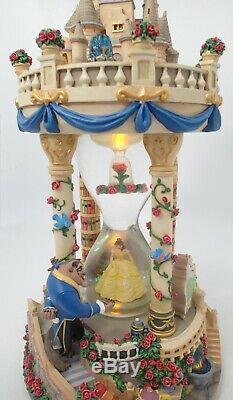 Disney Beauty and the Beast Hour Glass Snow Globe Lights Up & Music WithBox