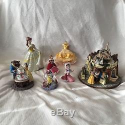 Disney Beauty & the Beast MEMORABILIA Figurine Ornament Snowglobe Music Box 7 Pc