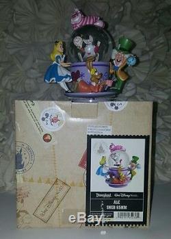 Disney Cheshire Cat Alice In Wonderland Spinning Tea Cup Snow Globe Mad Hatter