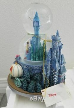 Disney Cinderella & Prince Charming Wedding Castle Musical Double Snowglobe New