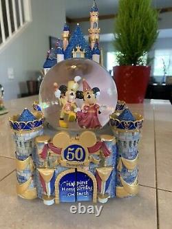 Disney Collectors RARE Disneyland 50th Anniversary Musical Castle Snow globe