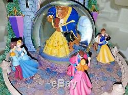 Disney Dancing Multi Princess Castle Snowglobe Mermaid White Beauty Cinderella