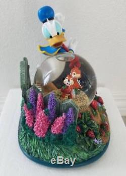 Disney Donald Duck Chip & Dale Musical Snowglobe Strawberry Garden Water Globe