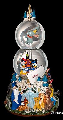 Disney Double Snow Globe A Dream Is A Wish Your Heart Makes Music Animated RARE