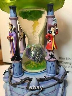 Disney Hourglass Snow Globe VILLAINS withMaleficent Jafar Ursula Cpt. Hook DAMAGE