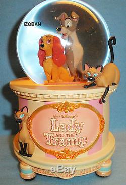 Disney Lady And The Tramp Snow Globe 25th Anniversary Music Retired New In Box