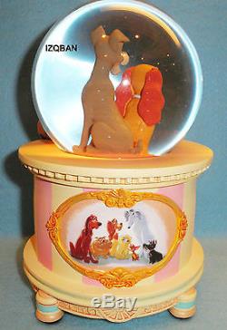 Disney Lady And The Tramp Snow Globe 25th Anniversary Music Retired New In Box