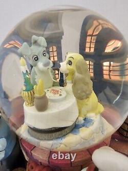 Disney Lady and the Tramp Light Up Musical Snow Globe BELLA NOTTE