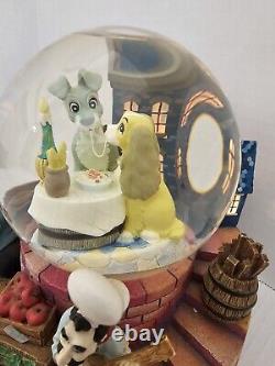 Disney Lady and the Tramp Light Up Musical Snow Globe BELLA NOTTE
