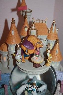 Disney Large RARE Beauty and the Beast Musical Light Up Snowglobe