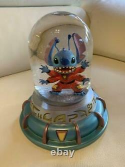 Disney Lilo & Stitch Snow Globe Snowflakes Spaceship Vintage USA Rare Used