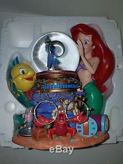 Disney Little Mermaid Ariel Music Snowglobe Flounder Sebastian Under Sea Dance