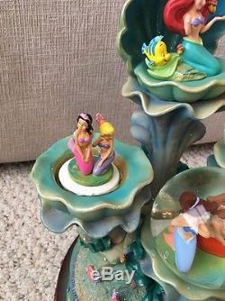Disney Little Mermaid Ariel Snowglobe 3 Globe Daughters of Triton Light Up RARE