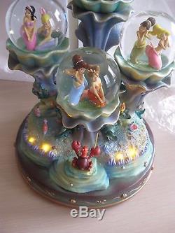 Disney Little Mermaid Ariel Snowglobe 3 Globe Daughters of Triton Light Up withbox