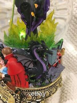 Disney Maleficent Sleeping Beauty Snow globe, Masters Animation Lights Up With Box