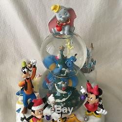 Disney Mickey Dumbo HOLIDAYS CHARACTERS Musical Lite Up Double Snowglobe-IOB