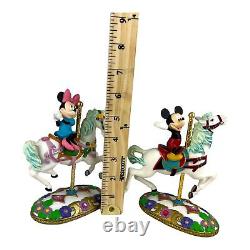 Disney Mickey Minnie The Carousel Waltz Musical Snow Globe Vintage VTG Rare HTF