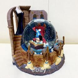 Disney Mickey Mouse Fantasia Snow Globe Music Box The Sorcerer's Apprentice Used