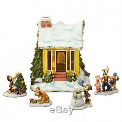 Disney Mickey Mouse Pluto Snowglobe and Christmas Figurine Set