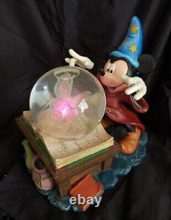 Disney Mickey Mouse Sorcerer's Apprentice Snow Globe With Fiber Optic Butterfly