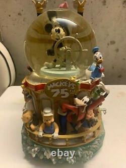 Disney Mickey's 75th Anniversary Steamboat Musical Snowglobe Snow Globe