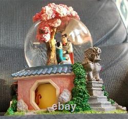 Disney Mulan Mushu Shang music snow globe EX cherry blossom top rotating base