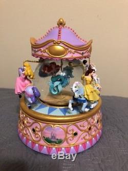 Disney Musical Little Mermaid Carousel Belle Ariel Aurora Snow White Snowglobe