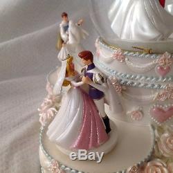 Disney PRINCESS WEDDING CAKE Musical Spin Figurines SnowGlobe-MIB